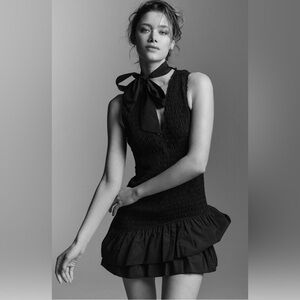 Zara poplin ruffle mini dress